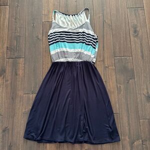 Vanilla Bay Blue Nautical Striped Sleeveless Dress S